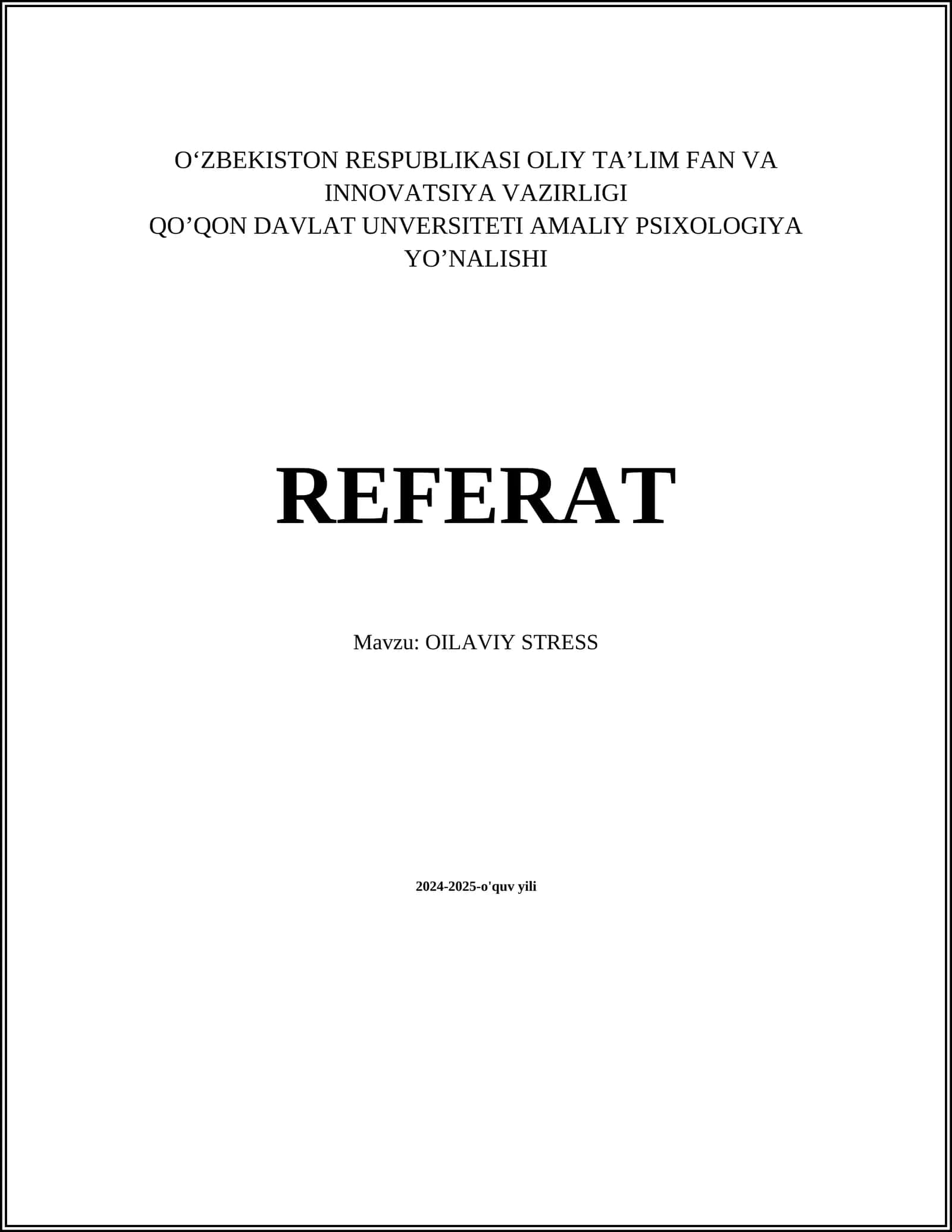 OILAVIY STRESS Referat