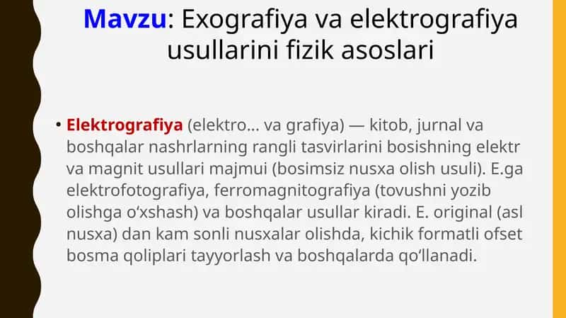 Exografiya va elektrografiya