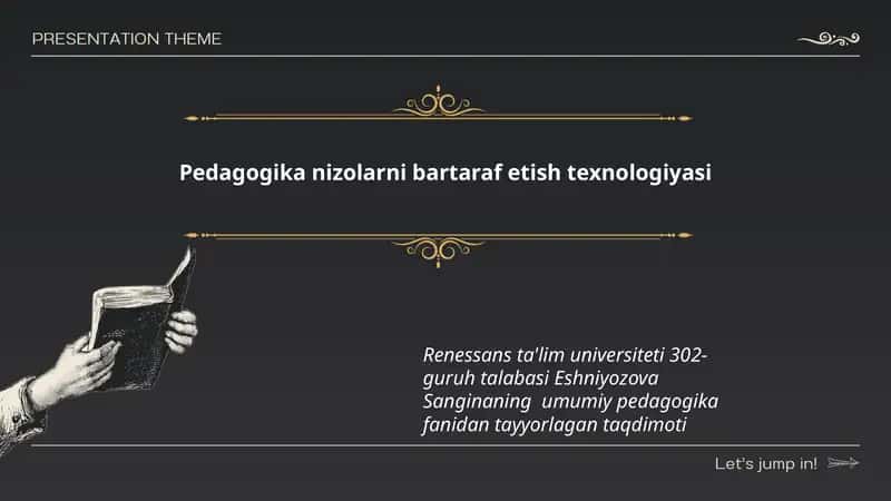 Pedagogika nizolarni bartaraf etish texnologiyasi