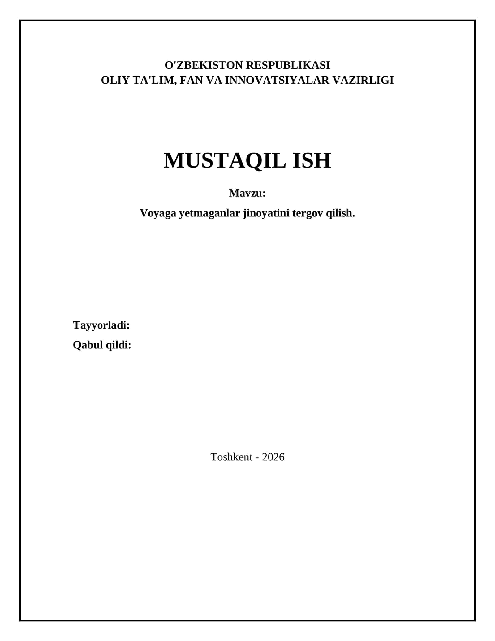 Voyaga yetmaganlar jinoyatini tergov qilish