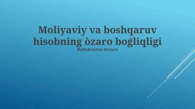 Moliyaviy va boshqaruv hisobning òzaro boģliqligi