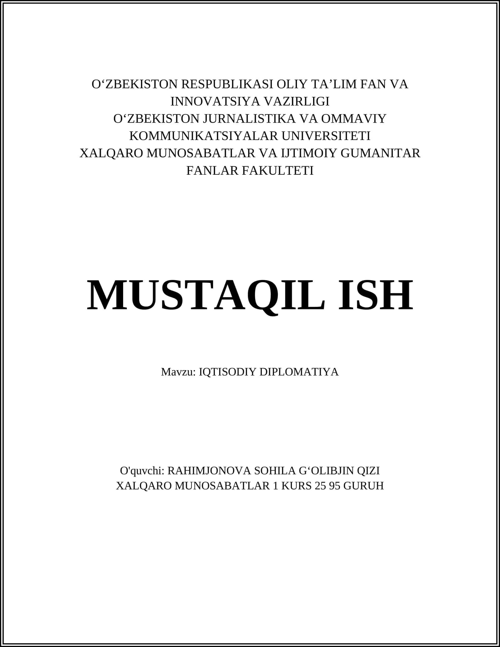 Iqtisodiy Diplomatiya