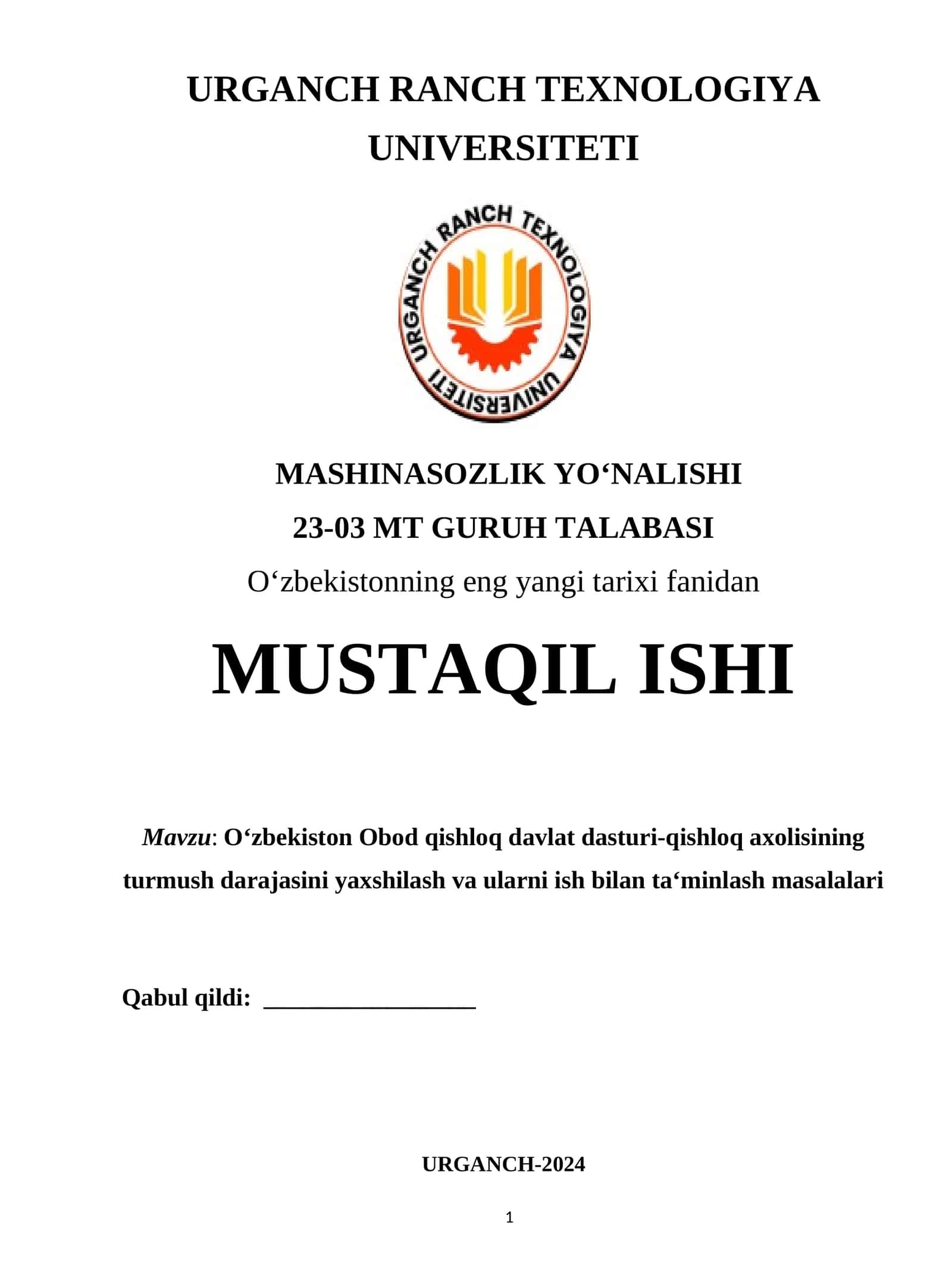 O‘zbekiston Obod qishloq davlat dasturi-qishloq axolisining turmush darajasini yaxshilash va ularni ish bilan ta‘minlash masalalari
