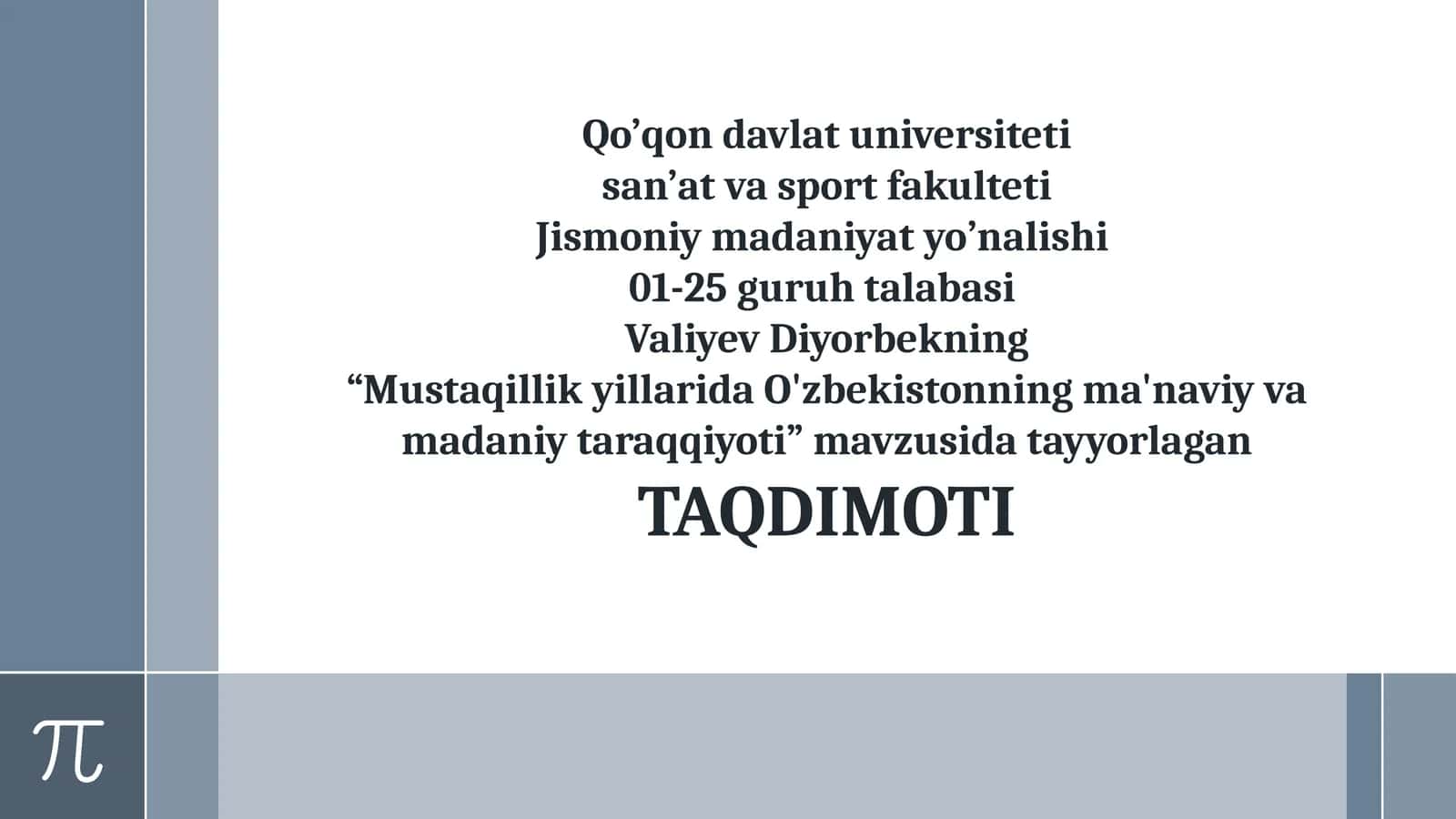 Mustaqillik yillaridaO'zbekistonning ma'naviy va madaniy taraqqiyoti