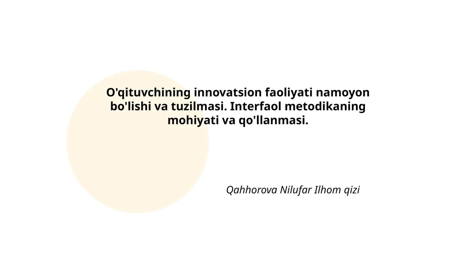 Innovatsion pedagogik texnologiyalar