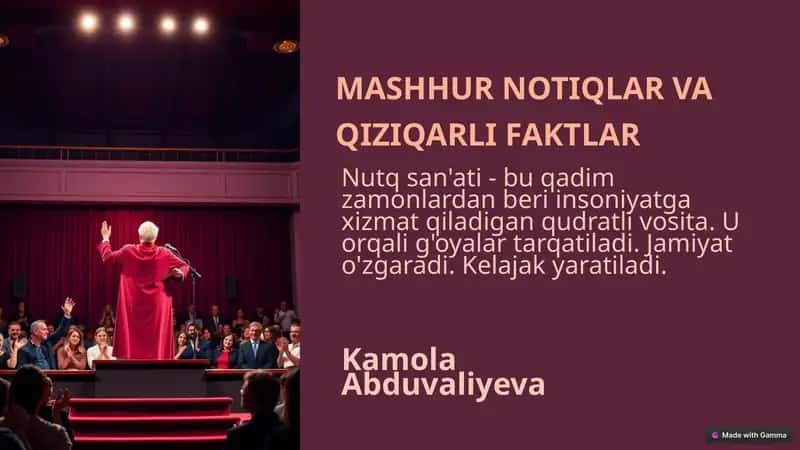 MASHHUR NOTIQLAR VA QIZIQARLI FAKTLAR