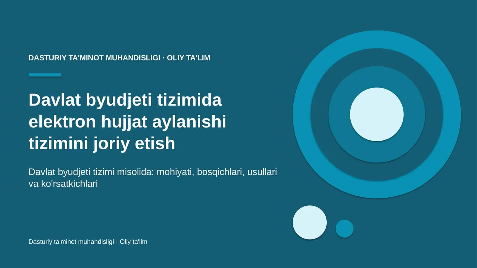 DASTURIY TA'MINOT MUHANDISLIGI · OLIY TA'LIM