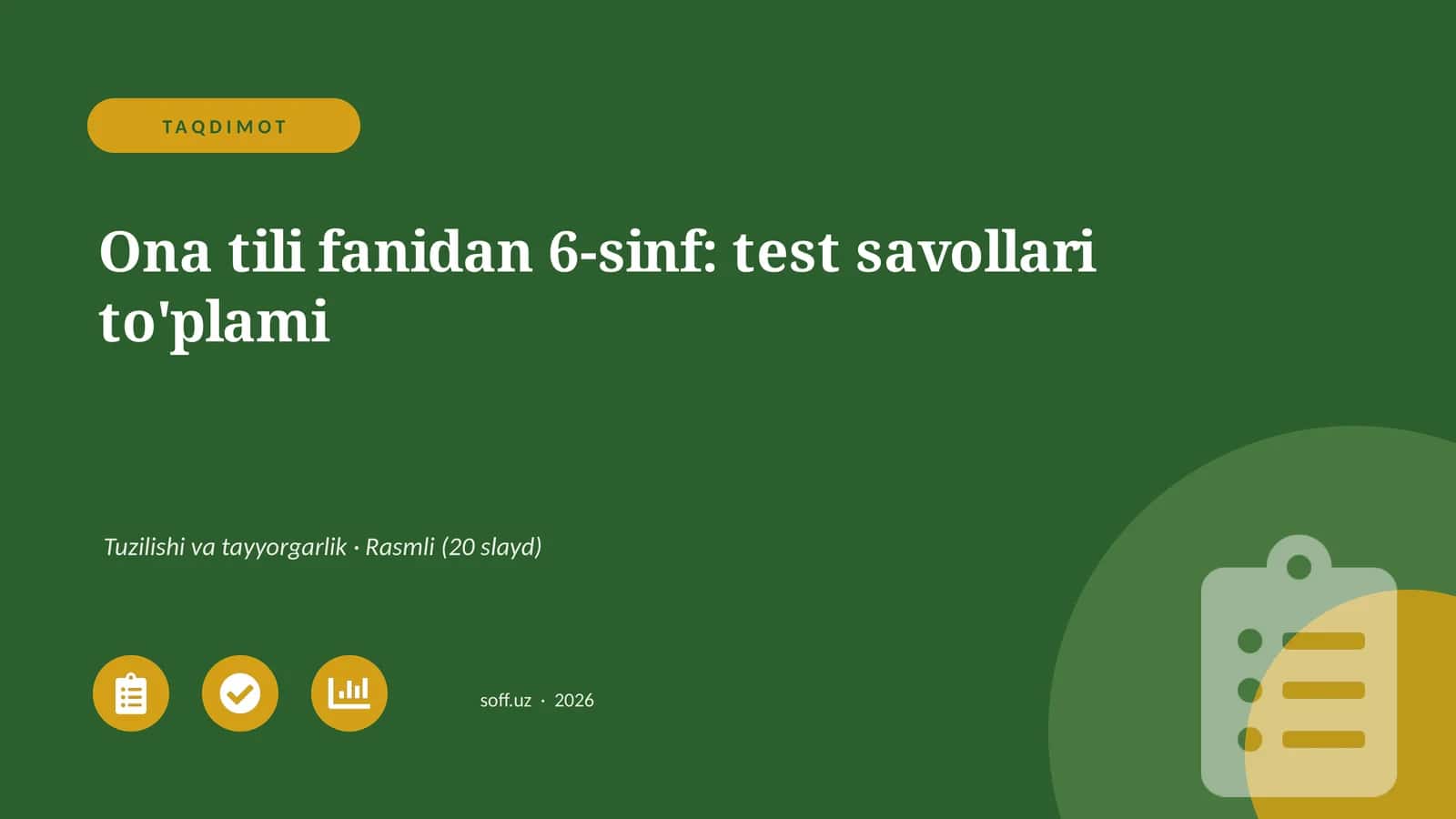 Ona tili fanidan 6-sinf: test savollari to'plami