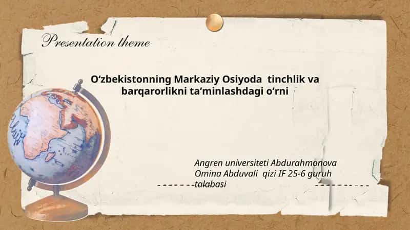 Oʻzbekistonning Markaziy Osiyoda mintaqaviy xavfsizlik siyosati