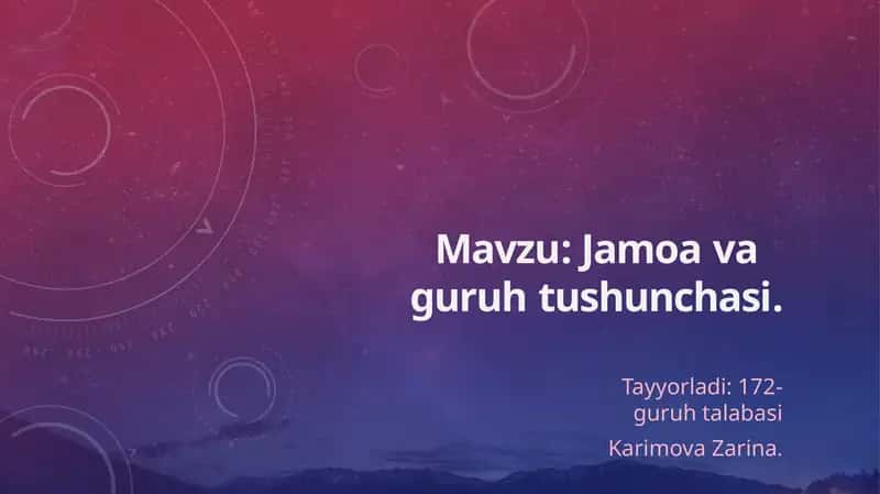 Jamoa va guruh tushunchasi