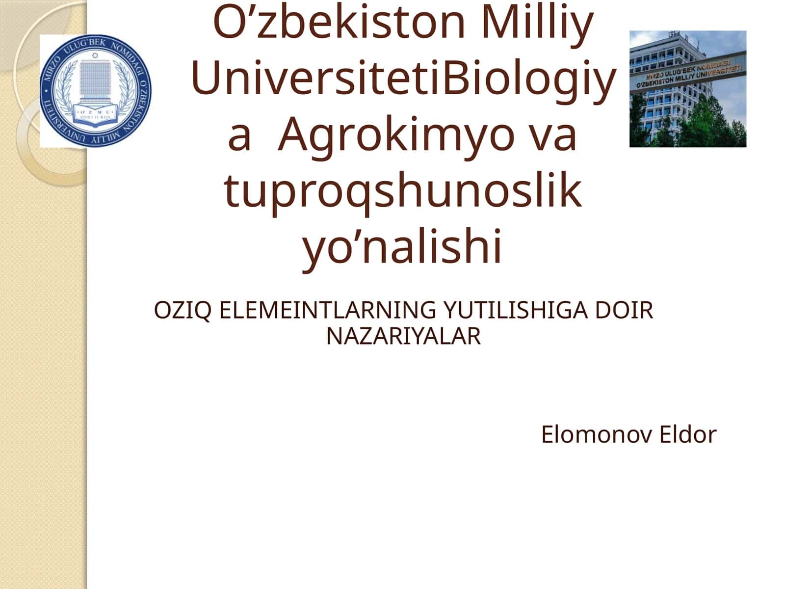 OZIQ ELEMEINTLARNING YUTILISHIGA DOIRNAZARIYALAR