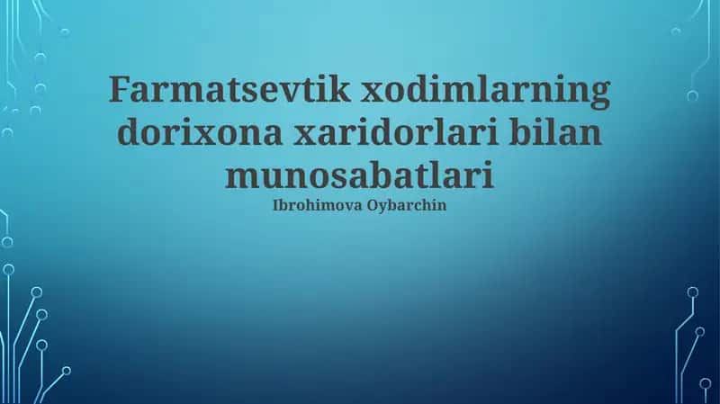 Farmatsevtik xodimlarning dorixona xaridorlari