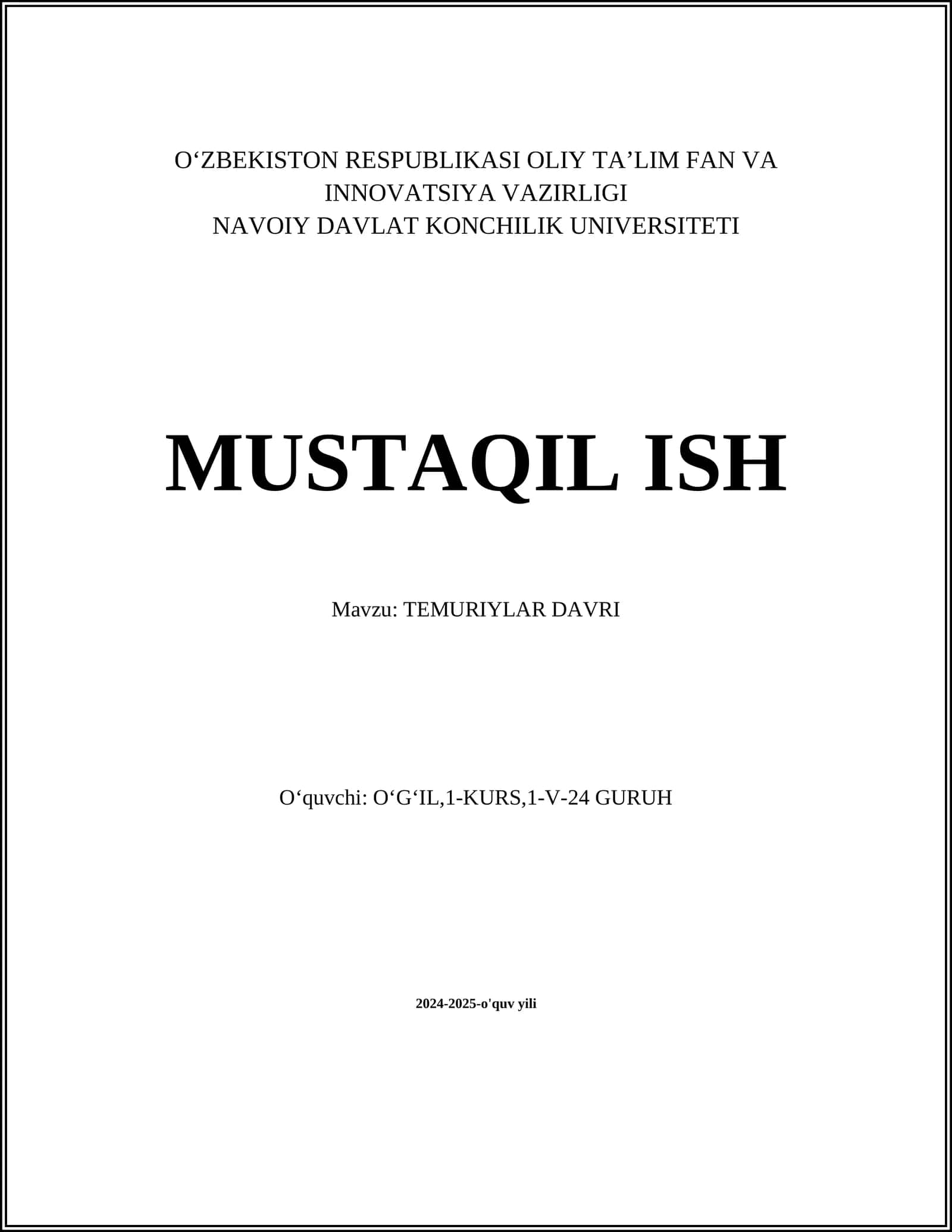 TEMURIYLAR DAVRI