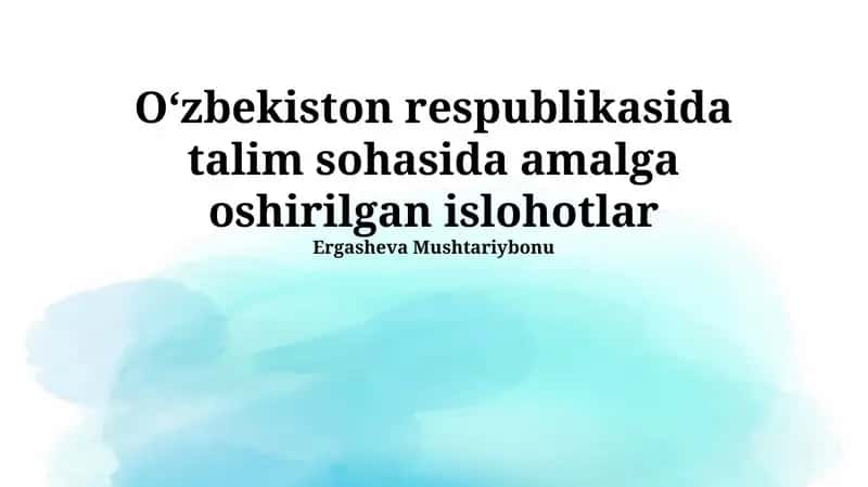 Oliy taʼlim tizimining islohotlari