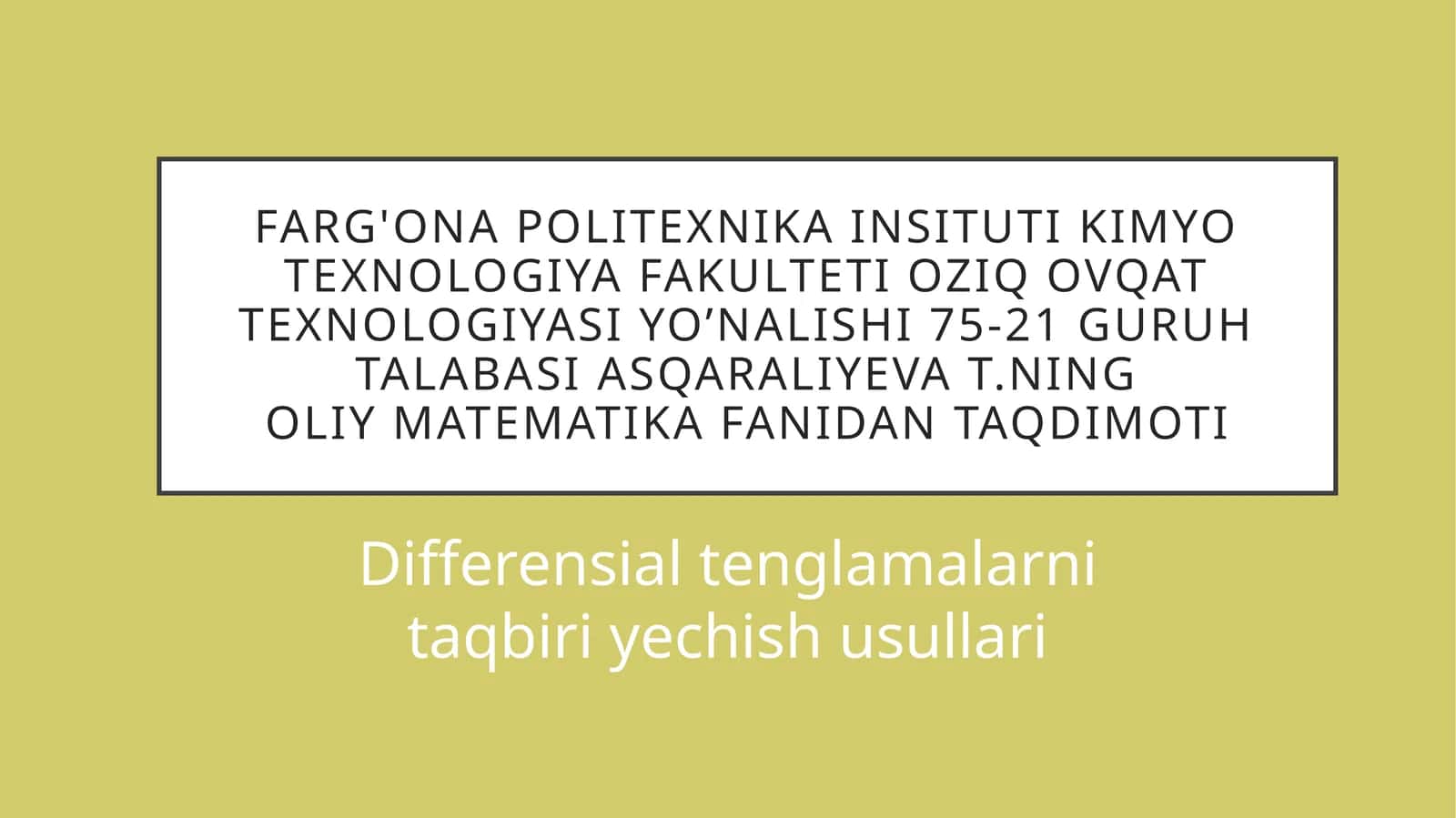Oliymatematikafanidantaqdimoti