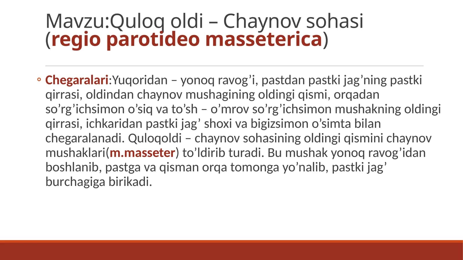 Quloq oldi-chaynov sohasi chegaralari