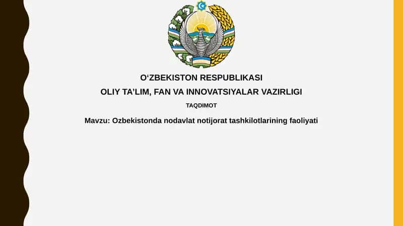O'zbekistonda Nodavlat Notijorat Tashkilotlarining Faoliyati