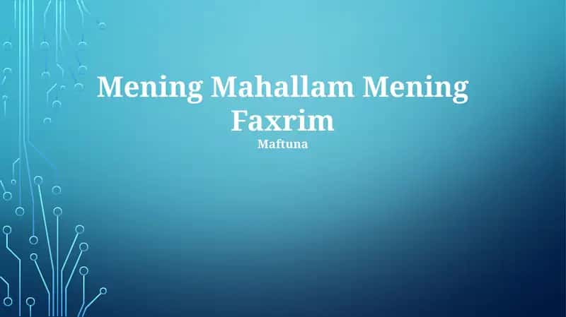 Pride in Residency, Mening Mahallam Mening Faxrim