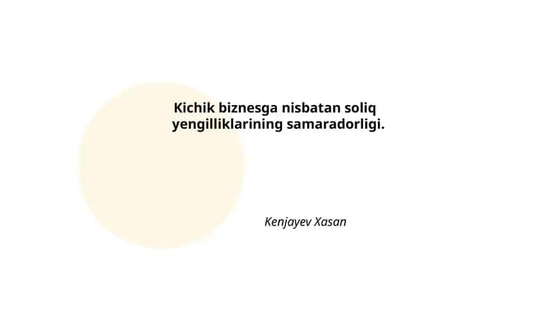 Soliq yengilliklarining kichik biznesga ta'siri
