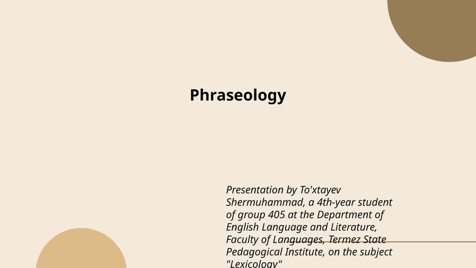 Phraseology