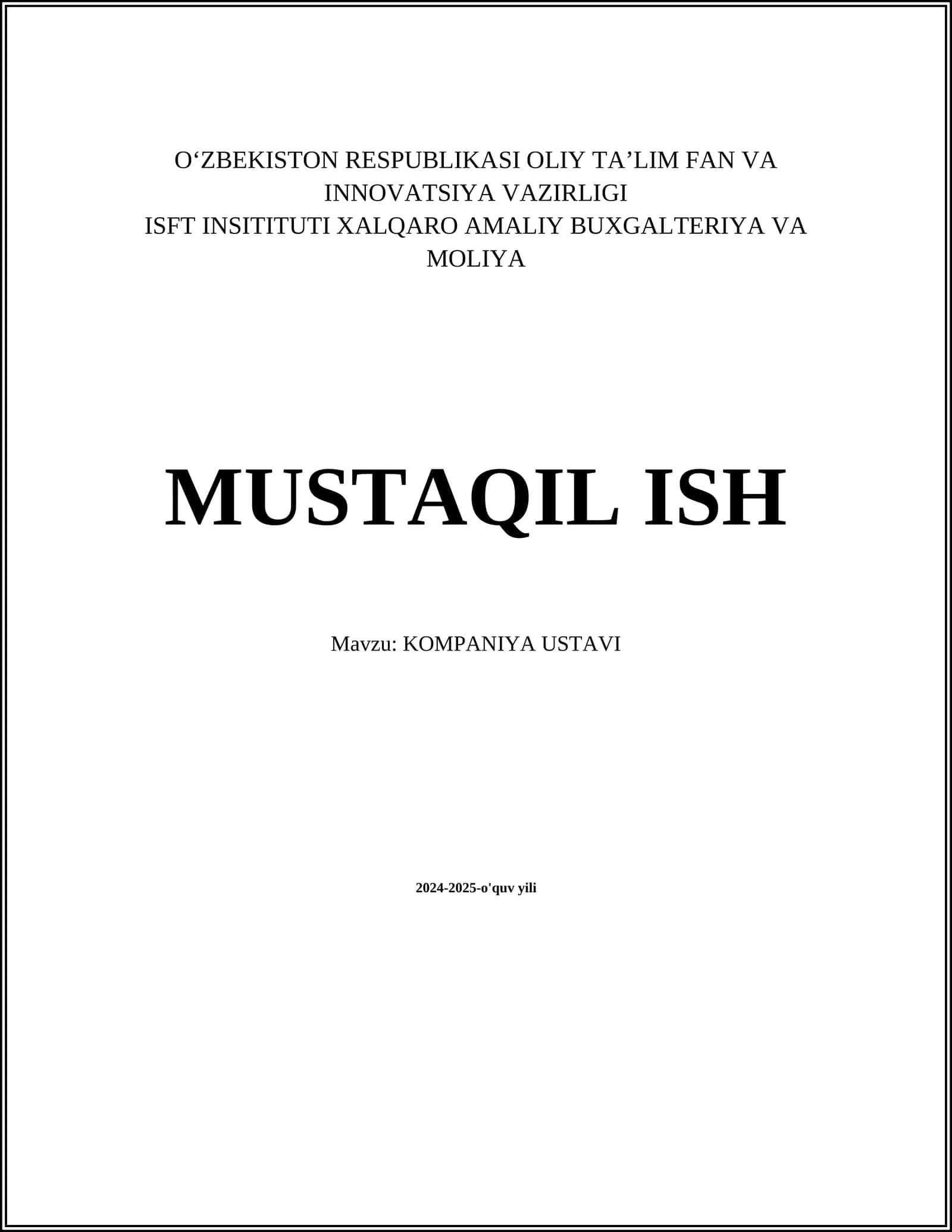 KOMPANIYA USTAVI