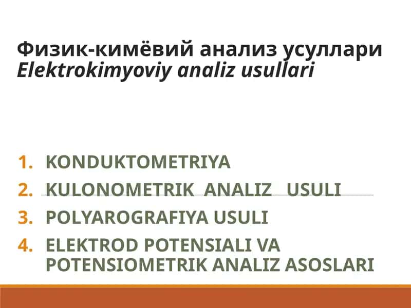 Elektrokimyoviy analiz usullari