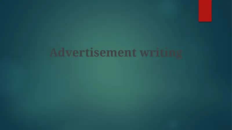 Advertisement Writing