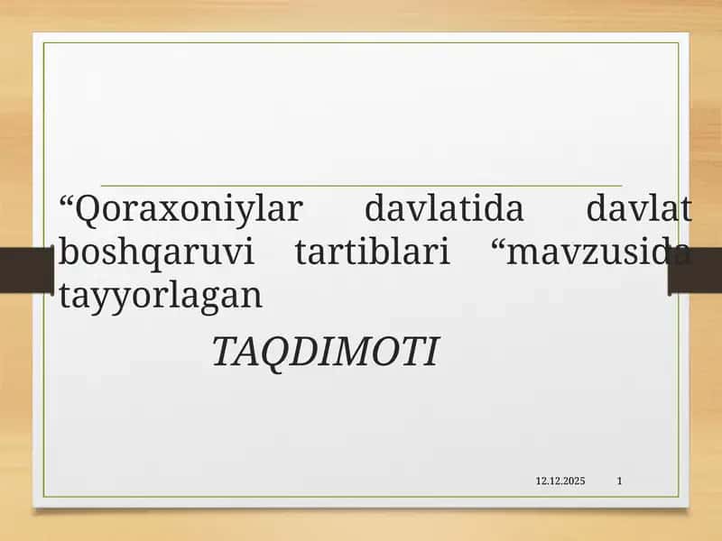 Qoraxoniylardavlatida davlat boshqaruvi tartiblari