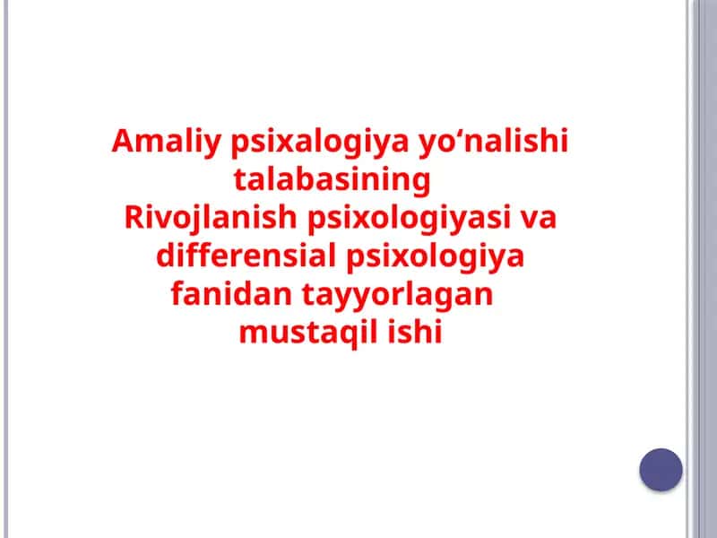 rivojlanish psixologiyasi
