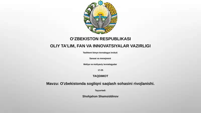 O'zbekistonda sogliqni saqlash sohasini rivojlanishi