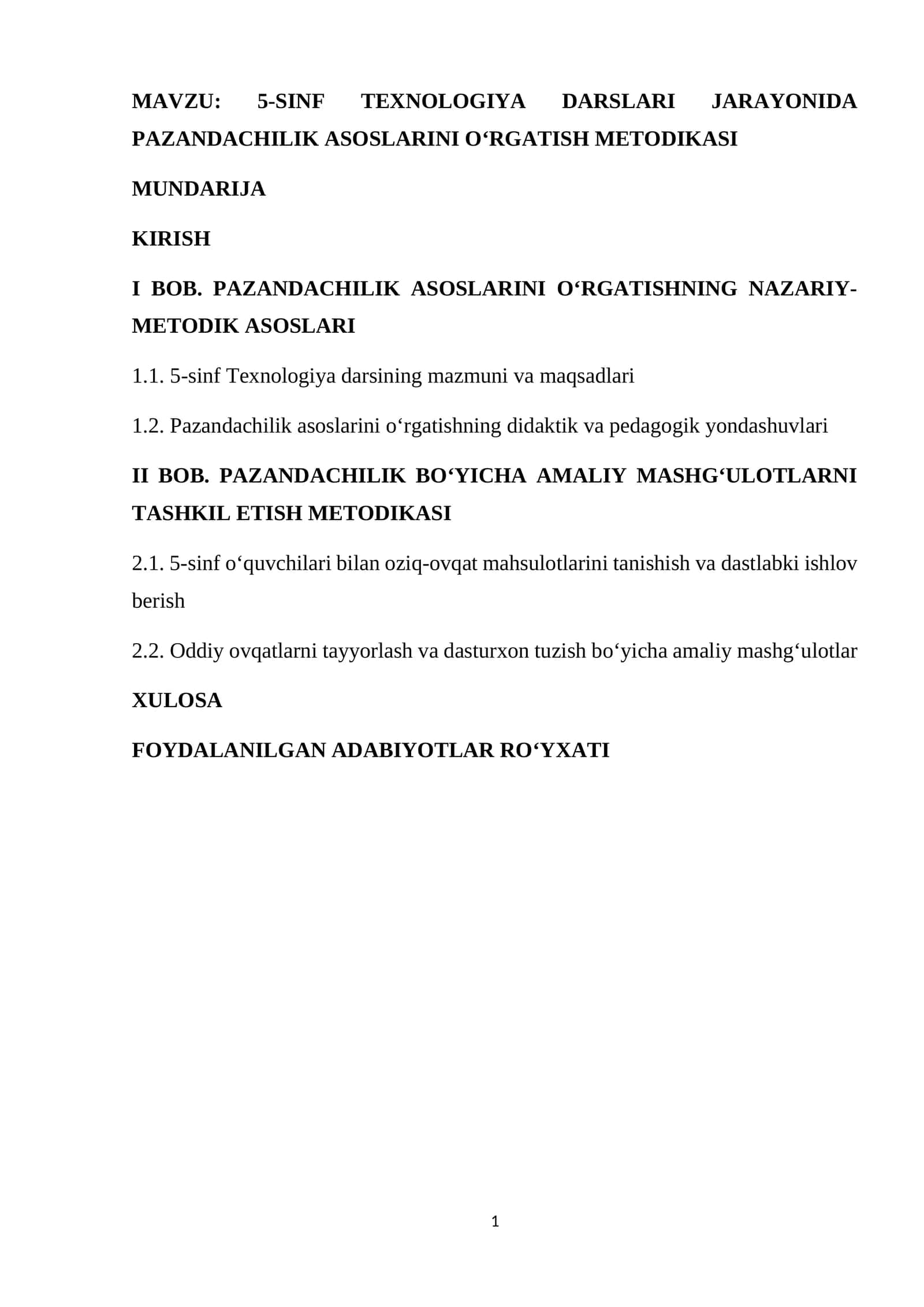 5-SINF TEXNOLOGIYA DARSLARI JARAYONIDA PAZANDACHILIK ASOSLARINI O‘RGATISH METODIKASI