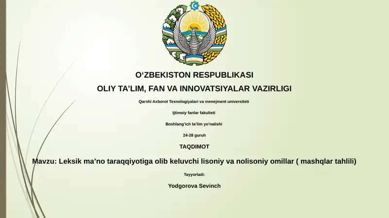 Leksik ma’no taraqqiyotiga olib keluvchi lisoniy va nolisoniy omillar