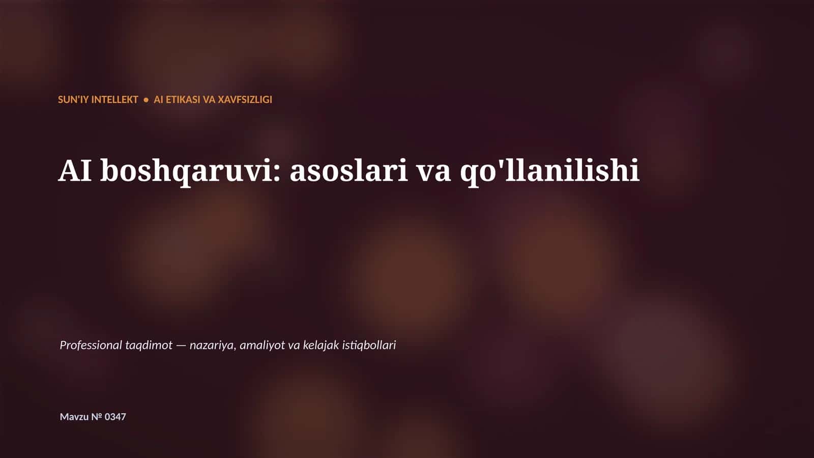 AI boshqaruvi: asoslari va qo'llanilishi