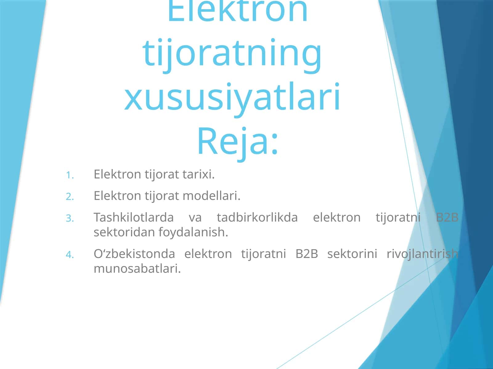 Elektron tijoratning xususiyatlari