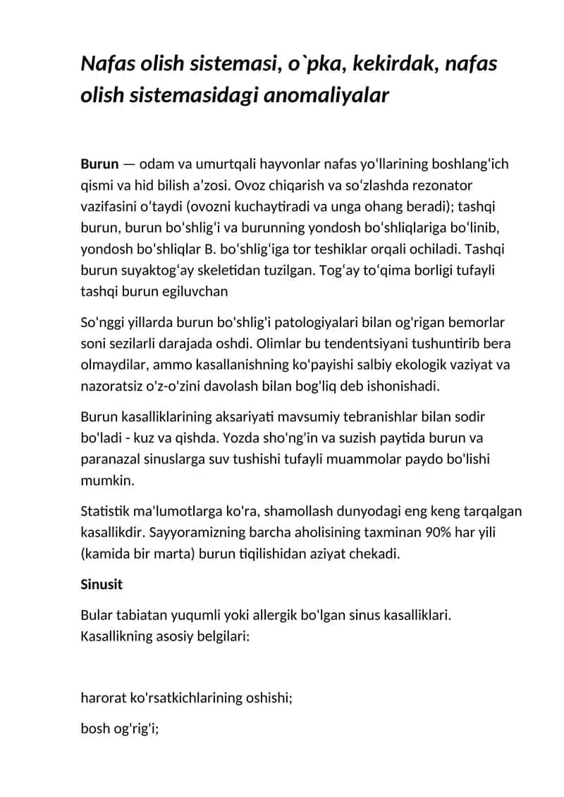 Burun kasalliklari