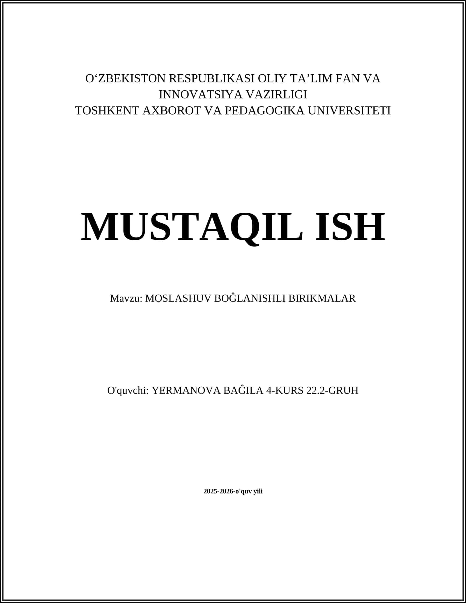 MOSLASHUV BOG'LANISHLI BIRIKMALARNING TA'RIFI VA KONCEPTSIYASI