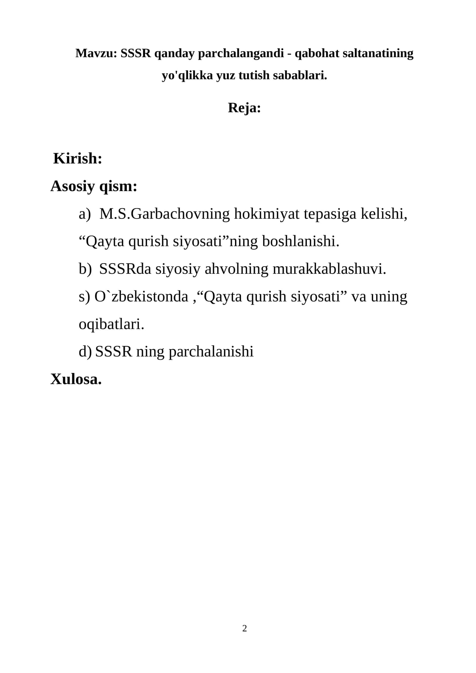 SSSR qanday parchalangandi - qabohat saltanatining yo'qlikka yuz tutish sabablari