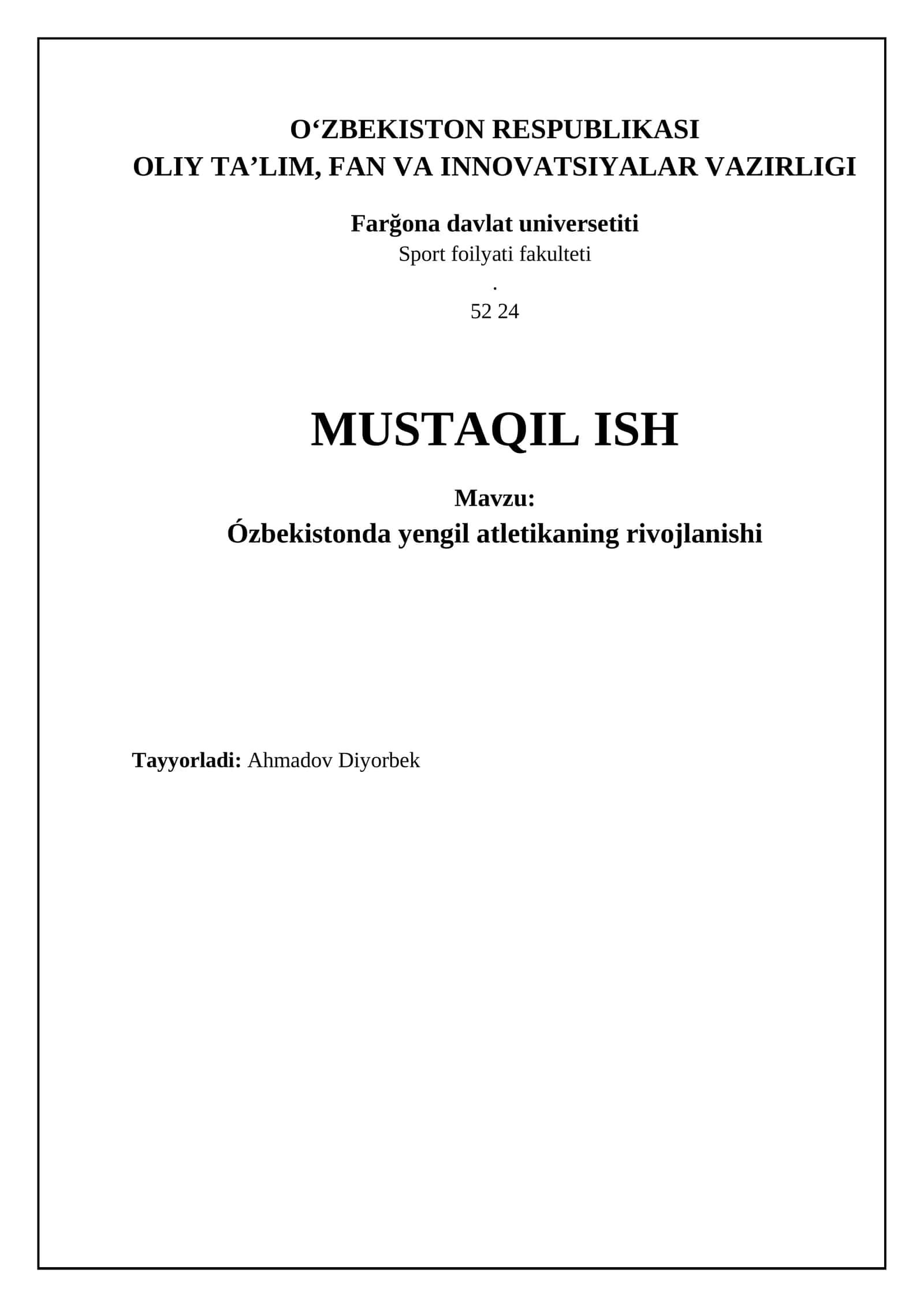 O'zbekistonda yengil atletikaning rivojlanishi