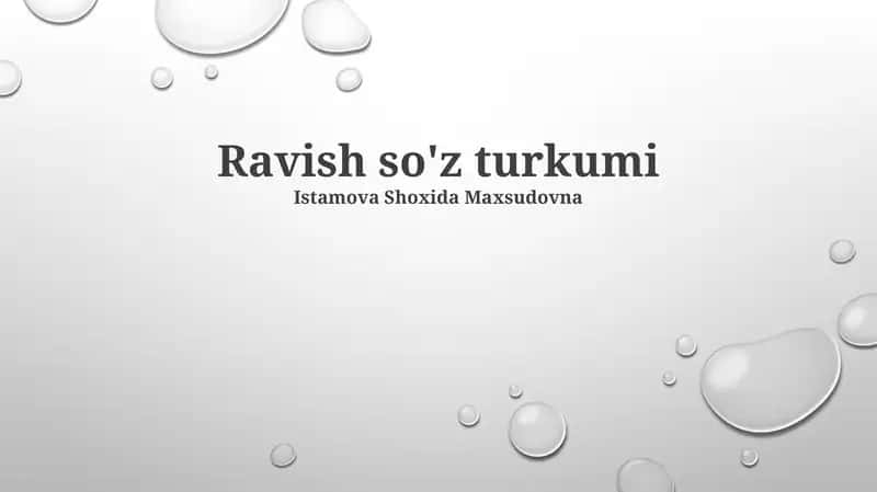 Ravish so'z turkumi