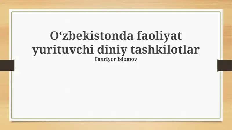 O'zbekistonda diniy tashkilotlar