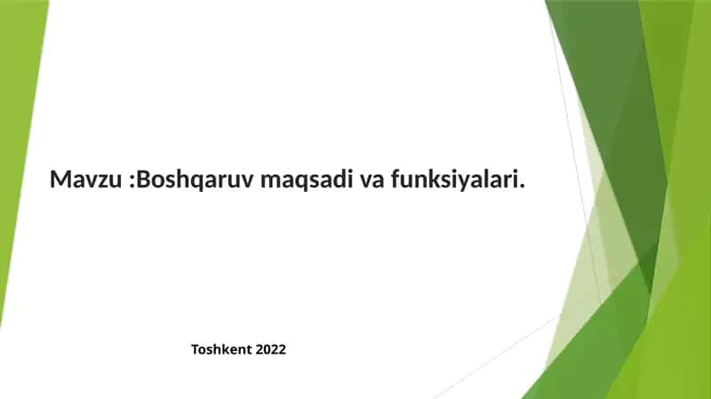 Boshqaruv maqsadi va funksiyalari