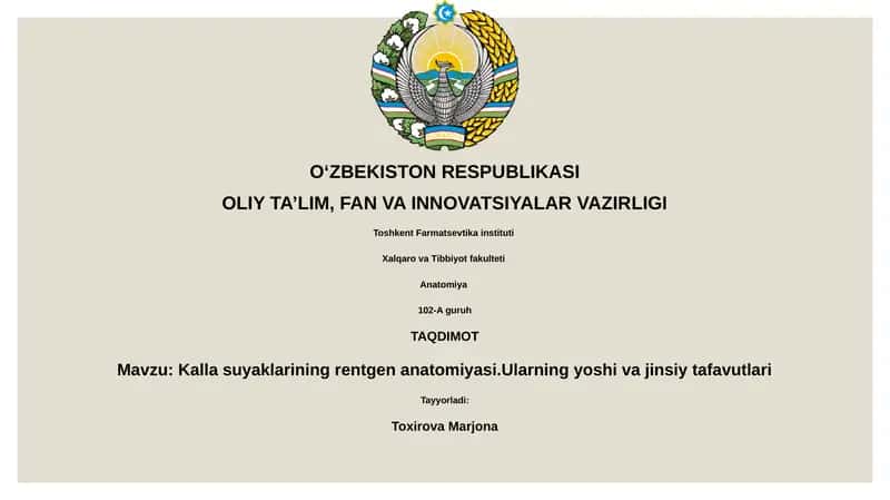 Kalla suyaklarining rentgen anatomiyasi