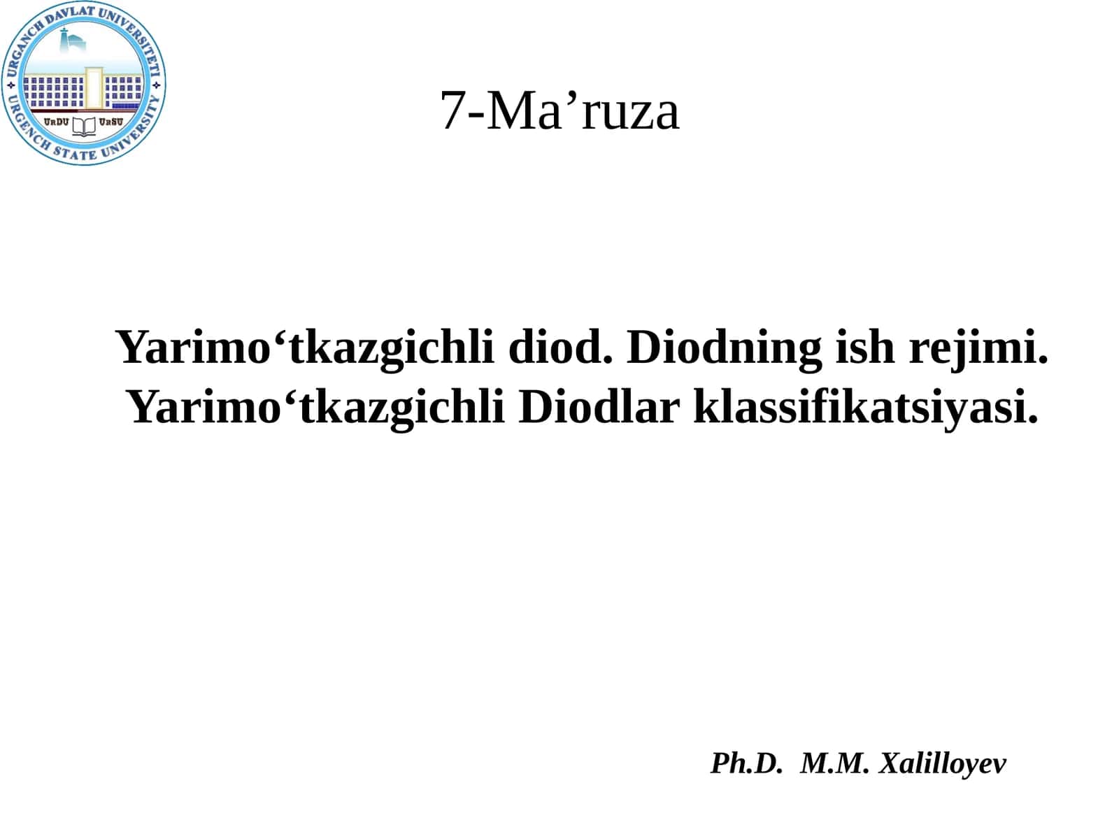 Yarimo‘tkazgichli Diodlar klassifikatsiyasi