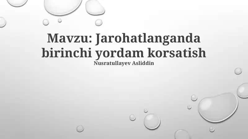 Jarohatlanganda birinchi yordam korsatish
