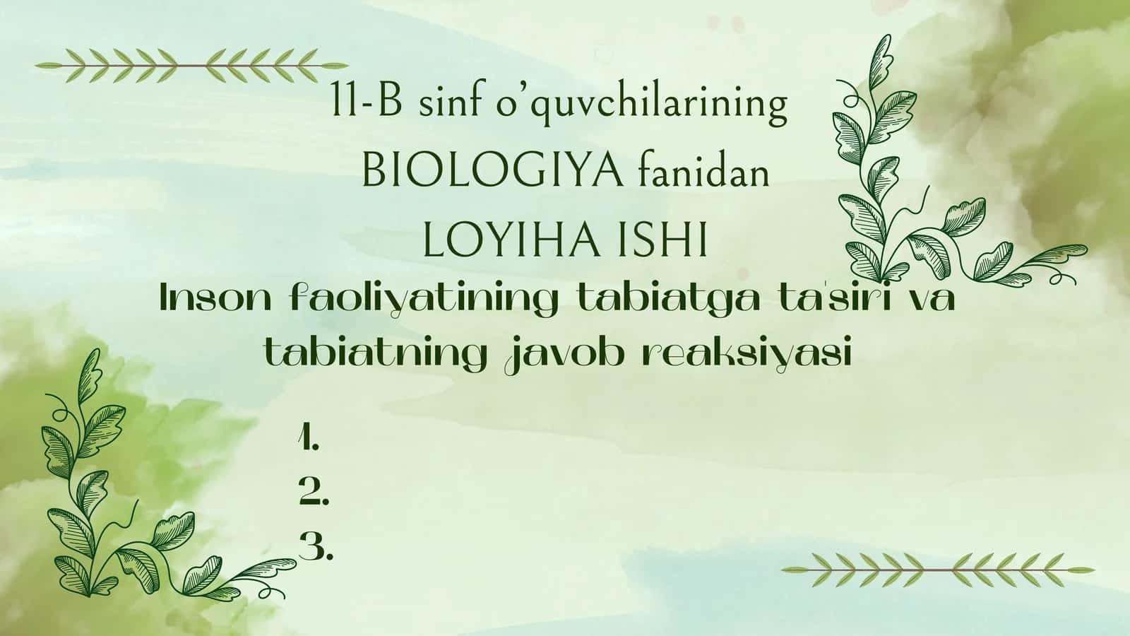 Inson faoliyatining tabiatga ta'siri va tabiatning javob reaksiyasi