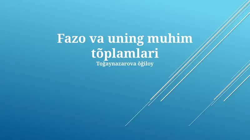 Fazo va uning muhim tõplamlari
