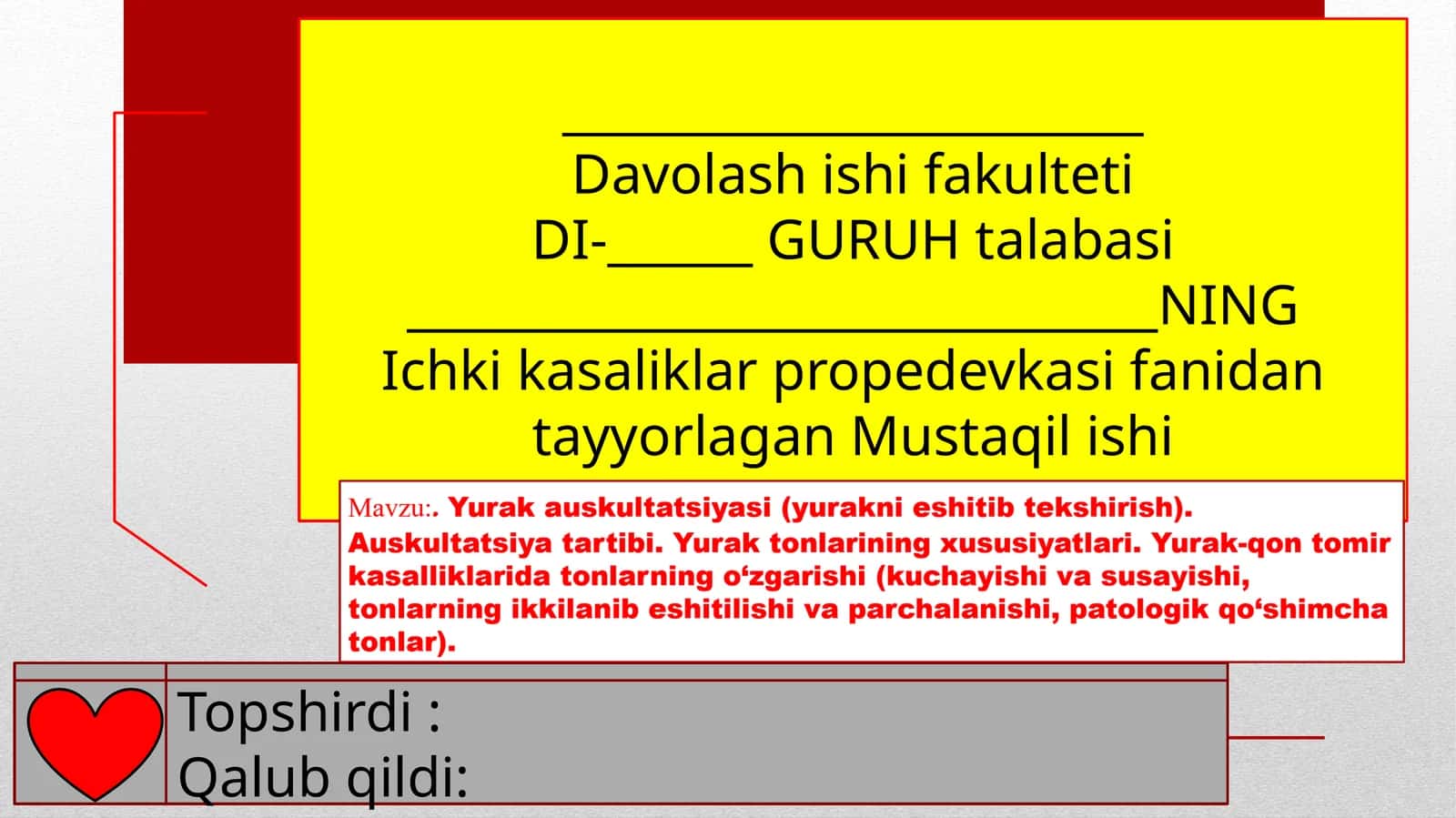 Yurak auskultatsiyasi