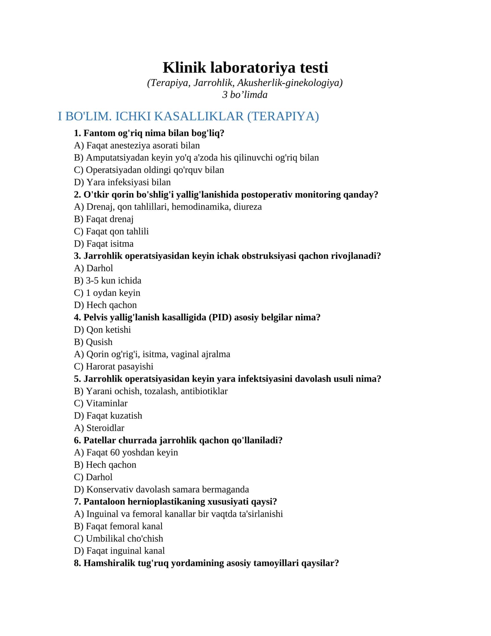 Klinik laboratoriya testi