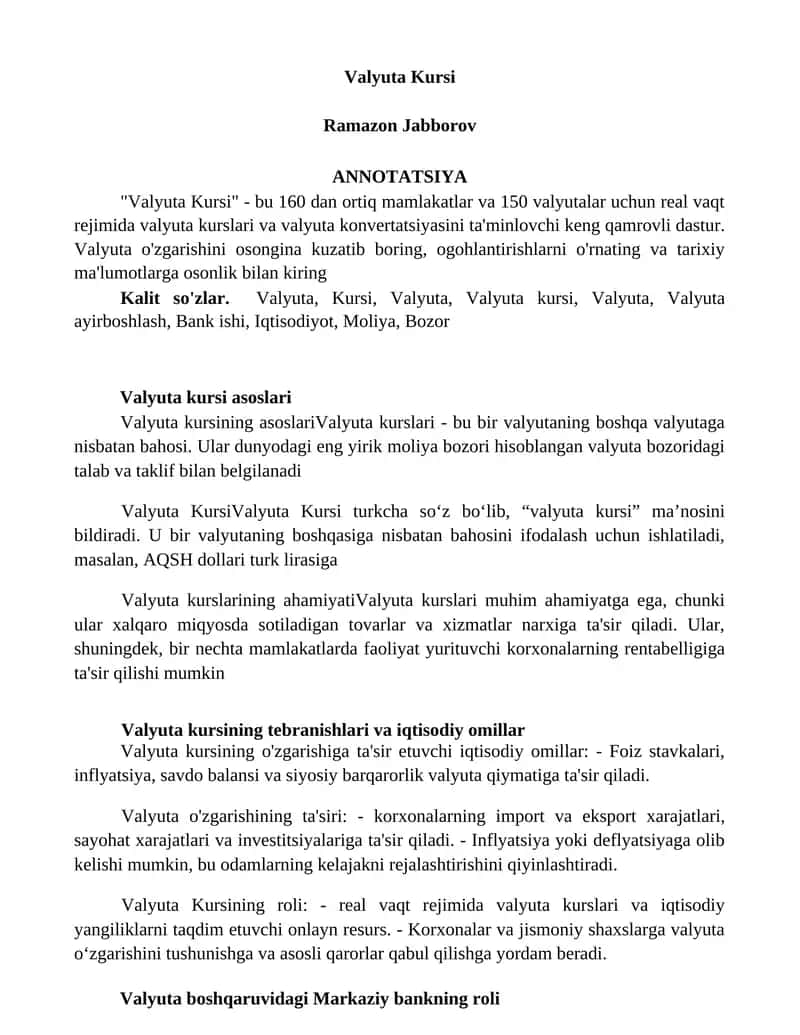 Valyuta Kursi