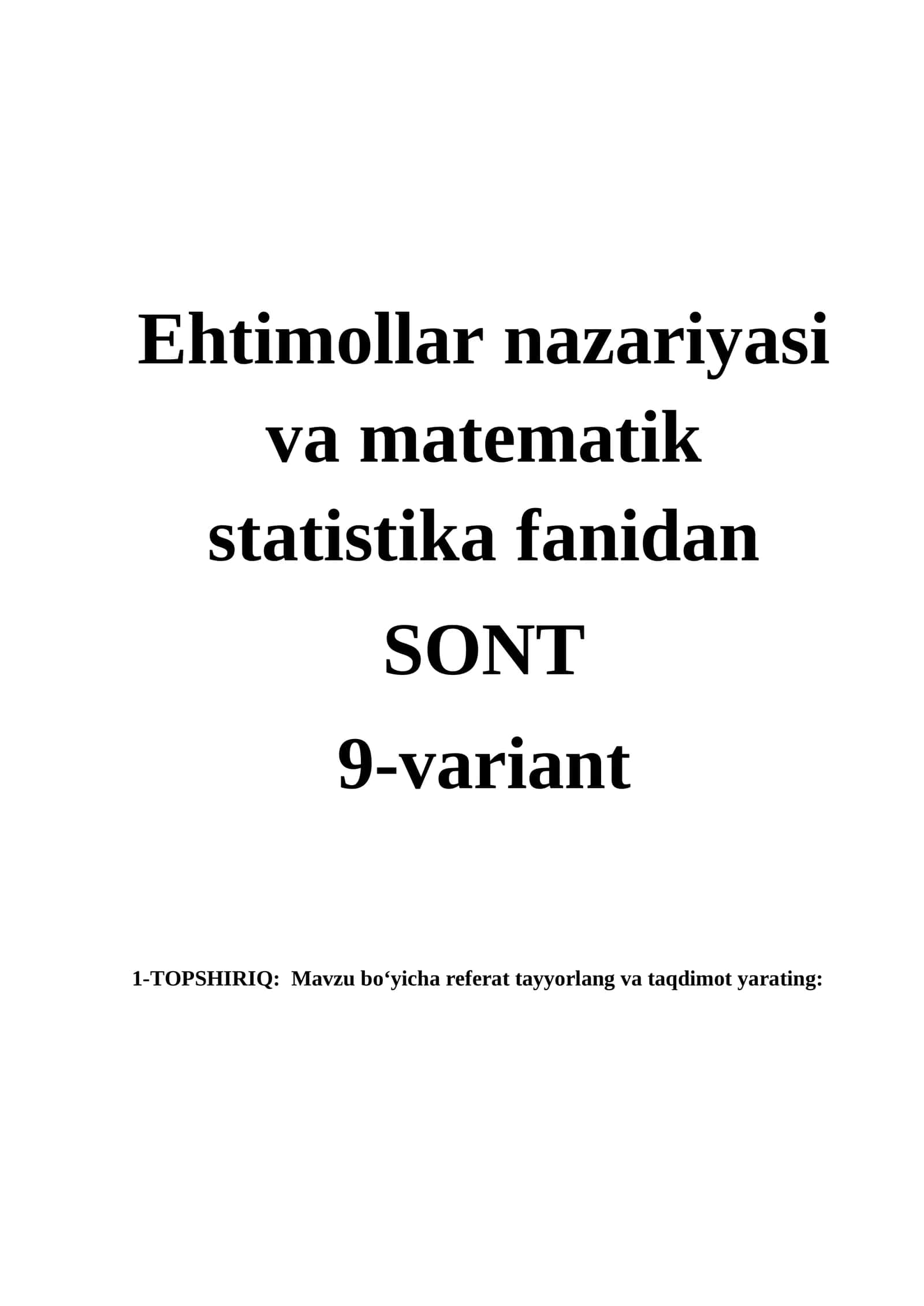 Ehtimollar nazariyasi 9-variant